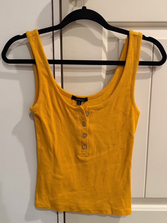 Ambiance Tops - Ambiance Mustard Yellow Ribbed Henley Tank Top